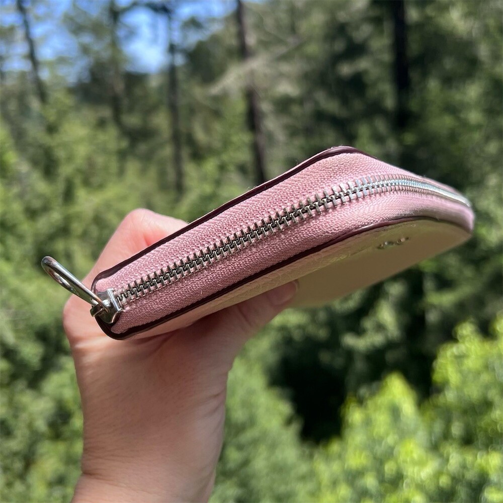 COACH Long Zip-Around Wallet PINK Pebble Leather with Silver Hardware AUTHENTIC - Picture 9 of 11